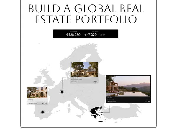 AUREL visual: Build a global real estate portfolio, with properties on a map of Europe