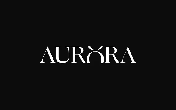 The Aurora serif wordmark on black