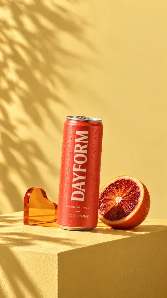 DAYFORM story ad with the can and a blood orange