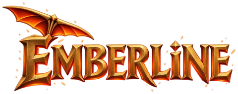 The EMBERLINE title logo in bevelled gold with a glider wing