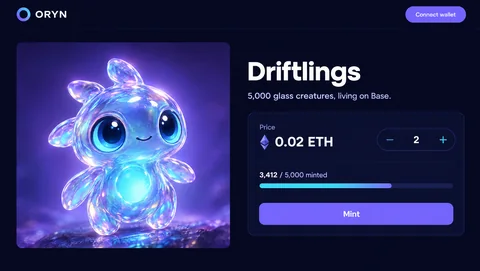 ORYN mint page for the Driftlings collection