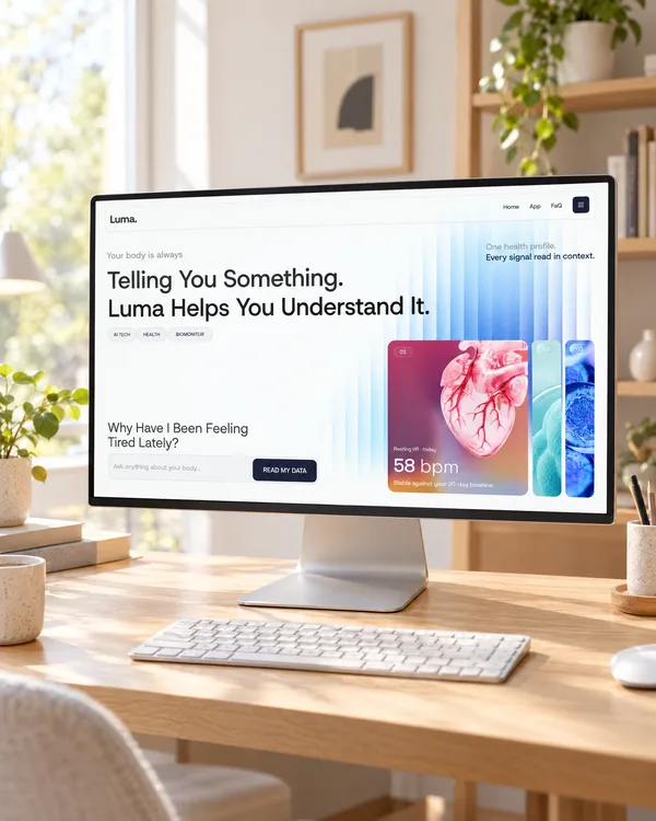 The Luma landing page on a desktop monitor