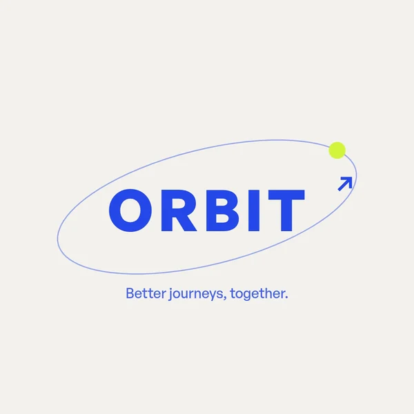 ORBIT logo animation: the letters rise and the dot circles the name