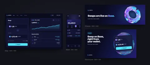 One ORYN swap on Base across the dApp, the mobile wallet, the X header and the Discord post