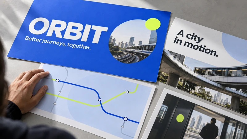 ORBIT slides printed for a review, a hand resting on one