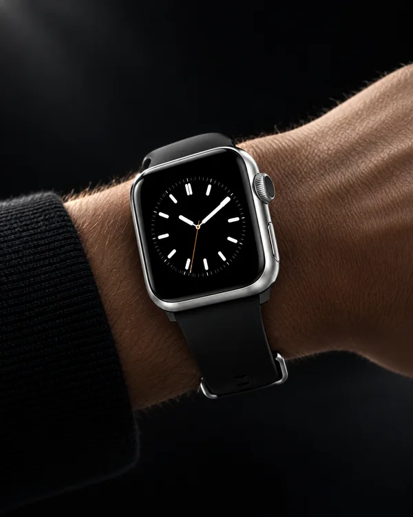 R-Watch key visual, the watch on a wrist