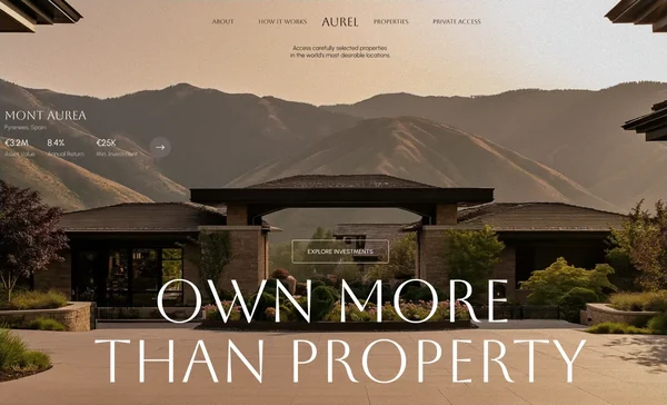 AUREL website homepage on desktop, Own more than property