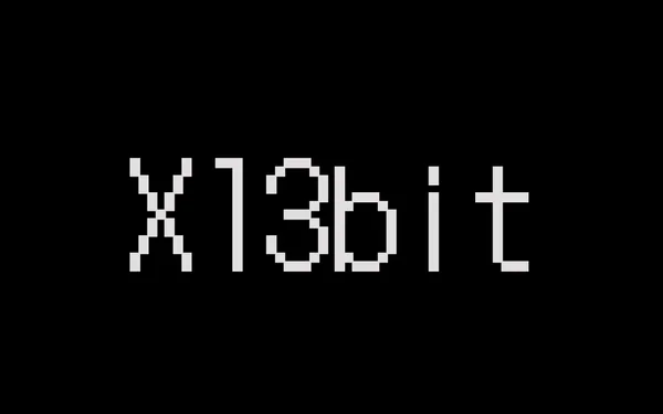 The X13bit pixel wordmark on black